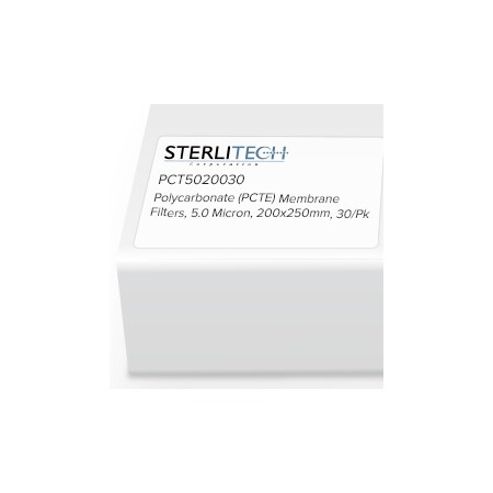 Sterlitech Polycarbonate (PCTE) Membrane Filters, 5.0 Micron, 200 x 250mm, PK30 PCT5020030